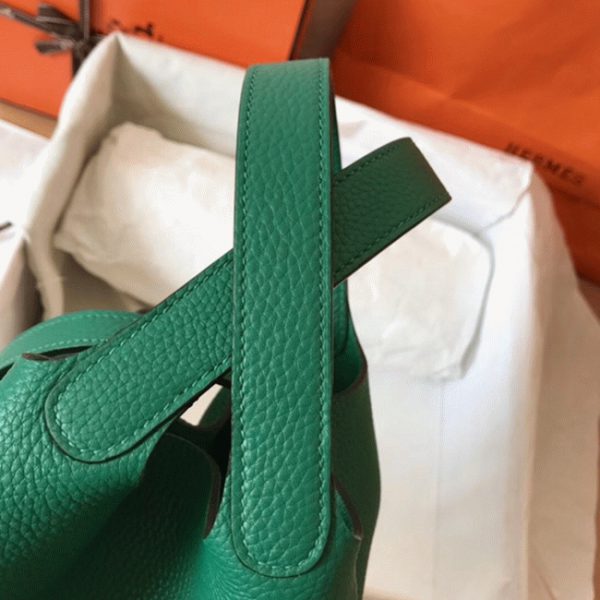 Réplique Designer Sac à Main Hermès Picotin Lock 22cm Vert Vertigo – Image 4