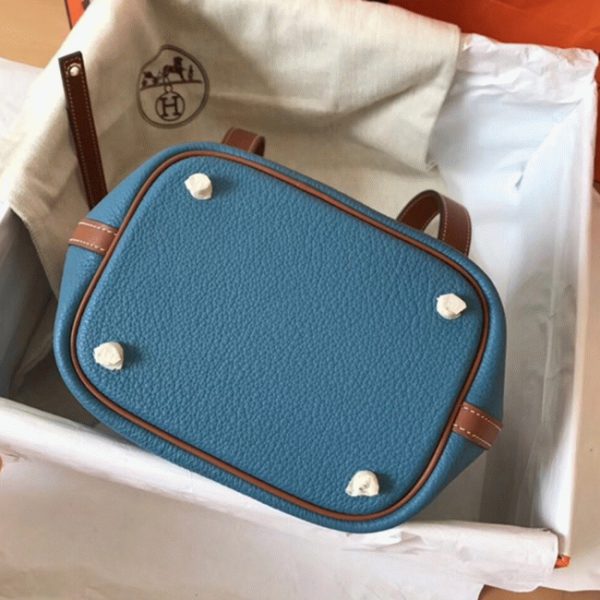Réplique 1:1 Sac à Main Hermès Picotin Lock 22cm Bicolore Bleu Jean – Image 2