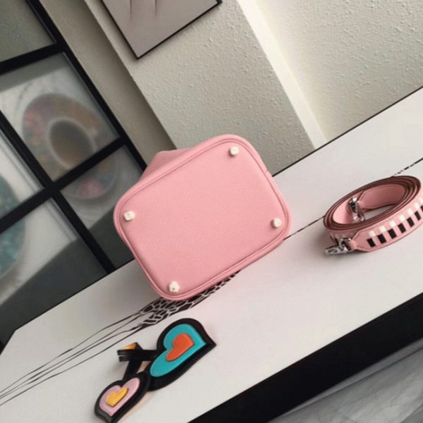Réplique Sac à Main Hermès Picotin Lock 22cm Rose avec Poignées Tressées – Image 7