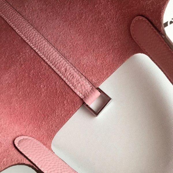 Réplique Sac à Main Hermès Picotin Lock 22cm Rose avec Poignées Tressées – Image 3