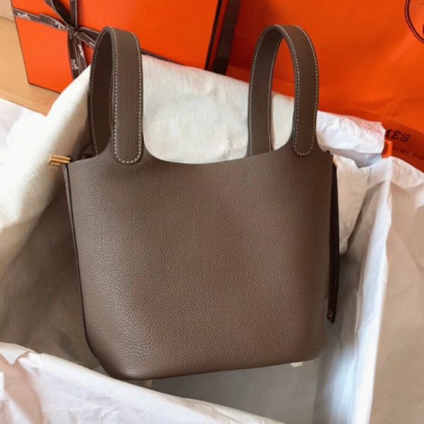Meilleure Réplique Sac à Main Hermès Picotin Lock 18cm Taupe – Image 6