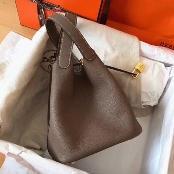 Meilleure Réplique Sac à Main Hermès Picotin Lock 18cm Taupe – Image 5