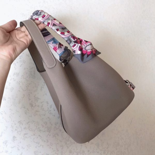 Faux Designer Sac à Main Hermès Picotin Lock 22cm Tourterelle – Image 7