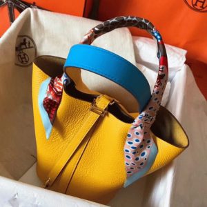 Copie de Luxe Sac à Main Hermès Picotin Lock 22cm Jaune Bicolore