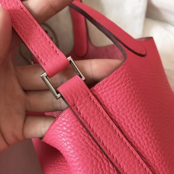 Réplique Bon Marché Sac à Main Hermès Picotin Lock 22cm Rose Lipstick – Image 7