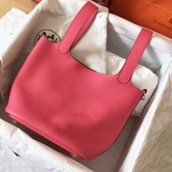 Réplique Bon Marché Sac à Main Hermès Picotin Lock 22cm Rose Lipstick – Image 6