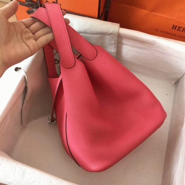 Réplique Bon Marché Sac à Main Hermès Picotin Lock 22cm Rose Lipstick – Image 5