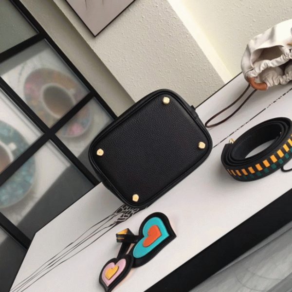 Fausse 1:1 Sac à Main Hermès Picotin Lock 22cm avec Poignées Tressées Noir – Image 7