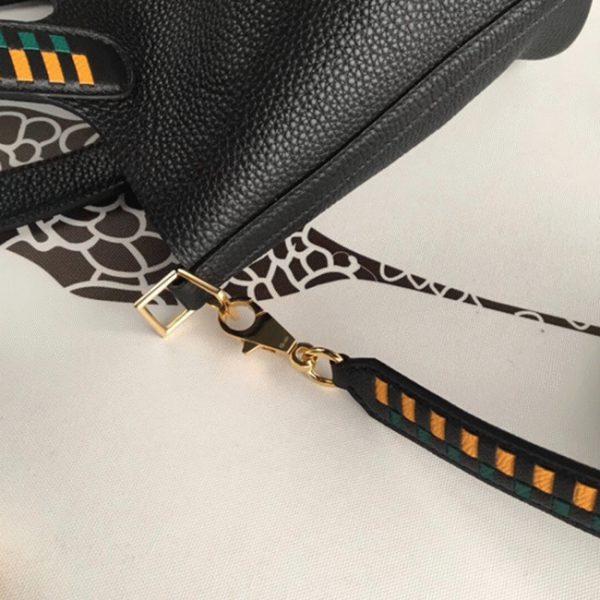 Fausse 1:1 Sac à Main Hermès Picotin Lock 22cm avec Poignées Tressées Noir – Image 6