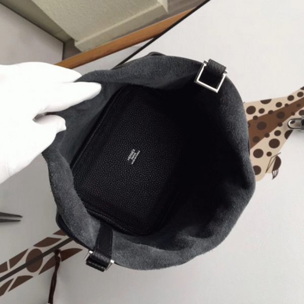 Fausse 1:1 Sac à Main Hermès Picotin Lock 22cm avec Poignées Tressées Noir – Image 3