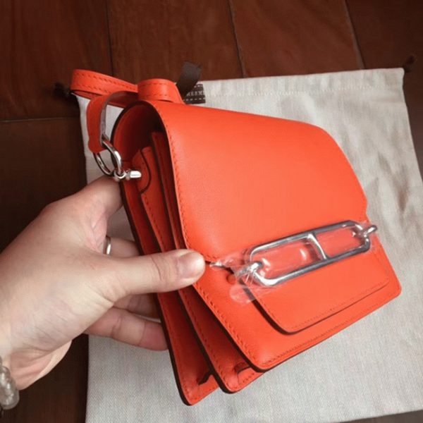 Fausse Sac à Main Mini Sac Roulis Hermès Orange – Image 8