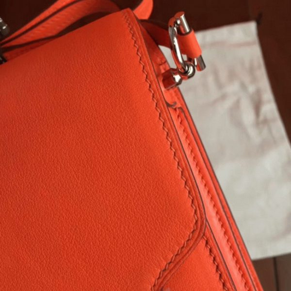 Fausse Sac à Main Mini Sac Roulis Hermès Orange – Image 5