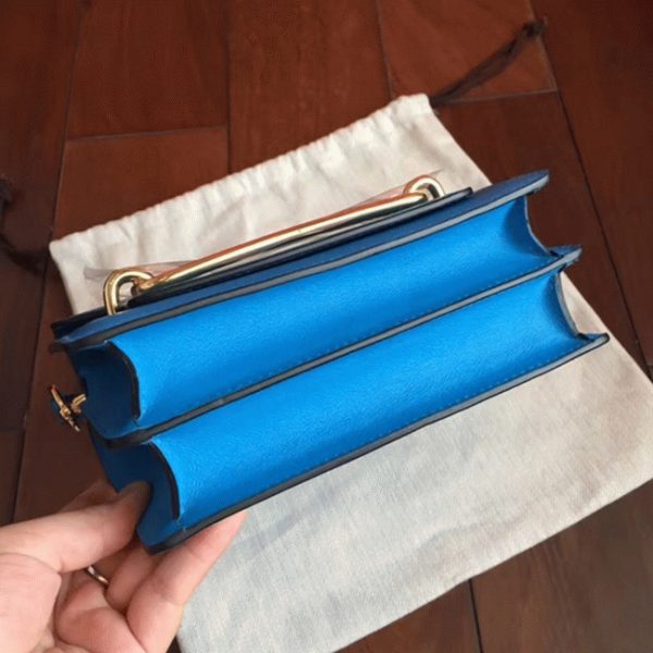 Réplique de Luxe Sac à Main Mini Sac Roulis Hermès Bleu Hydra – Image 6