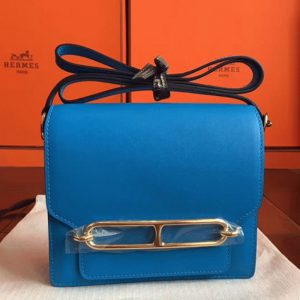 Réplique de Luxe Sac à Main Mini Sac Roulis Hermès Bleu Hydra