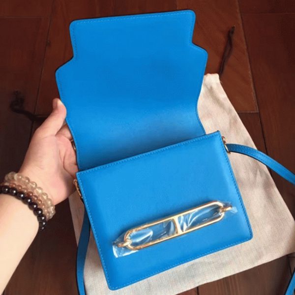 Réplique de Luxe Sac à Main Mini Sac Roulis Hermès Bleu Hydra – Image 3
