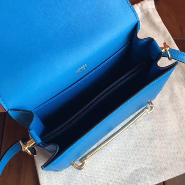 Réplique de Luxe Sac à Main Mini Sac Roulis Hermès Bleu Hydra – Image 2