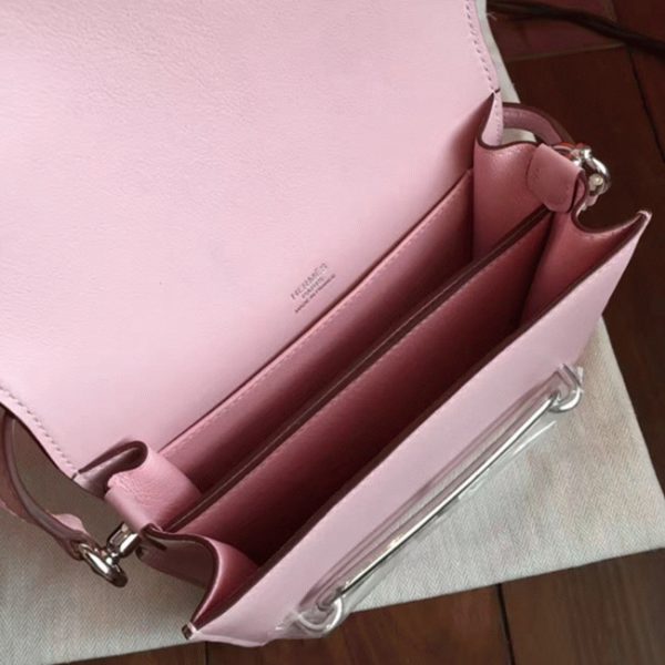 Réplique Sac à Main Mini Sac Roulis Hermès Rose Dragée – Image 6