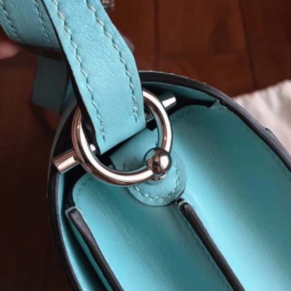 Fausse Sac à Main Mini Sac Roulis Hermès Bleu Atoll – Image 6