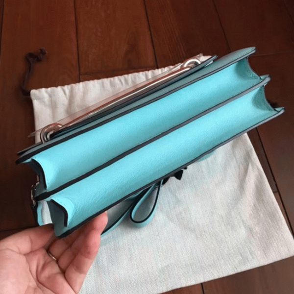 Fausse Sac à Main Mini Sac Roulis Hermès Bleu Atoll – Image 5