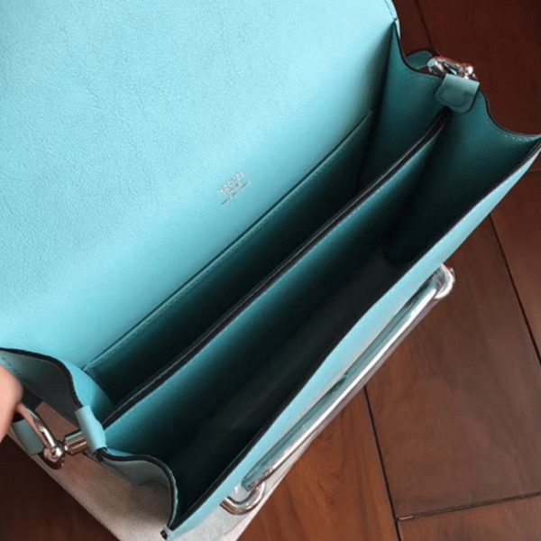 Fausse Sac à Main Mini Sac Roulis Hermès Bleu Atoll – Image 4