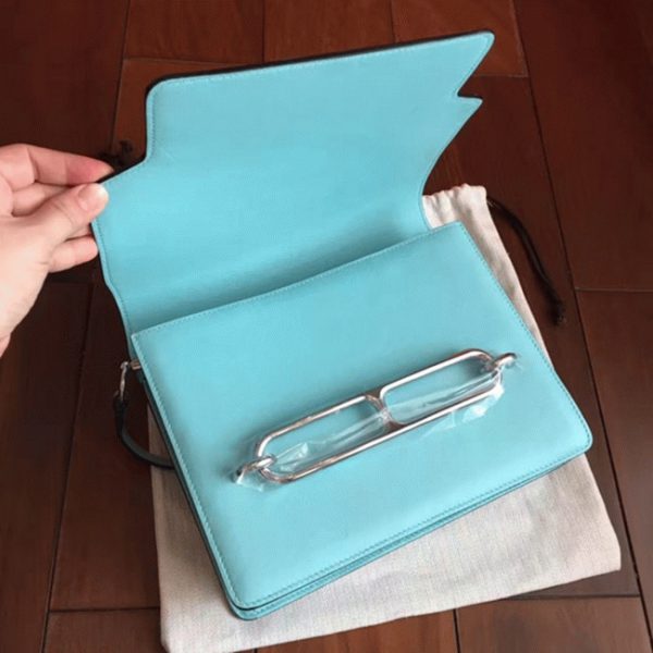 Fausse Sac à Main Mini Sac Roulis Hermès Bleu Atoll – Image 2