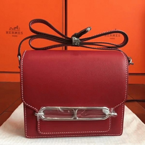 Réplique Designer Sac à Main Mini Sac Roulis Hermès Rouge