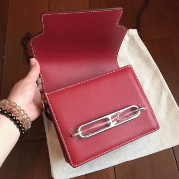Réplique Designer Sac à Main Mini Sac Roulis Hermès Rouge – Image 4