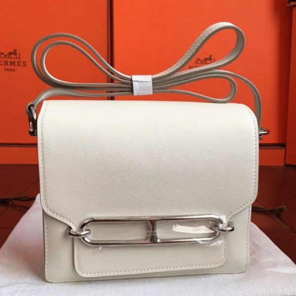 Réplique Bon Marché Sac à Main Mini Sac Roulis Hermès Ivoire