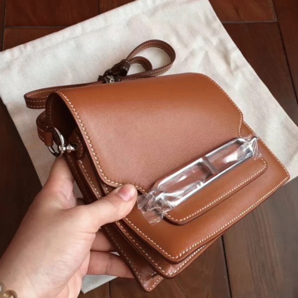 Réplique Sac à Main Mini Sac Roulis Hermès Caramel – Image 7