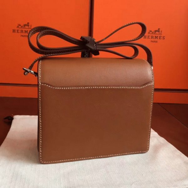 Réplique Sac à Main Mini Sac Roulis Hermès Caramel – Image 6