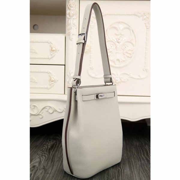 Contrefaçon Sac à main Hermès So Kelly 22cm Blanc Cuir – Image 8