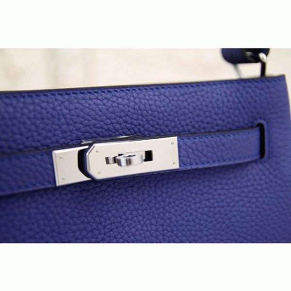 Contrefaçon Sac à main Hermès So Kelly 22cm Bleu Cuir – Image 7