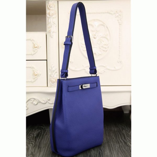 Contrefaçon Sac à main Hermès So Kelly 22cm Bleu Cuir – Image 3