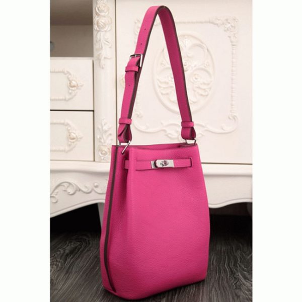 Réplique Sac à main Hermès So Kelly 22cm Rouge Rose Cuir – Image 5