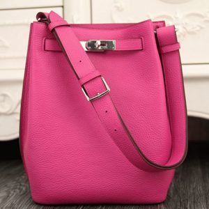 Réplique Sac à main Hermès So Kelly 22cm Rouge Rose Cuir