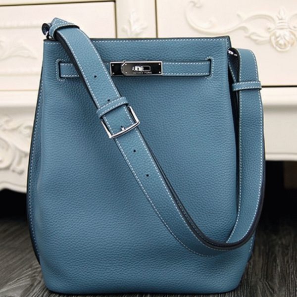 Fausse Sac à main Hermès So Kelly 22cm Bleu Jean Cuir