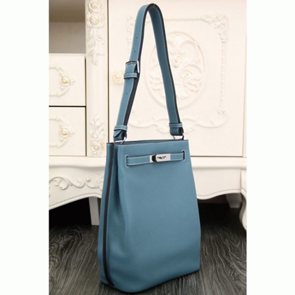 Fausse Sac à main Hermès So Kelly 22cm Bleu Jean Cuir – Image 3