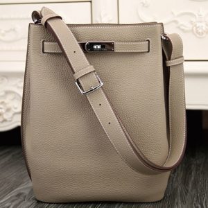 Réplique Sac à main Hermès So Kelly 22cm Gris Cuir