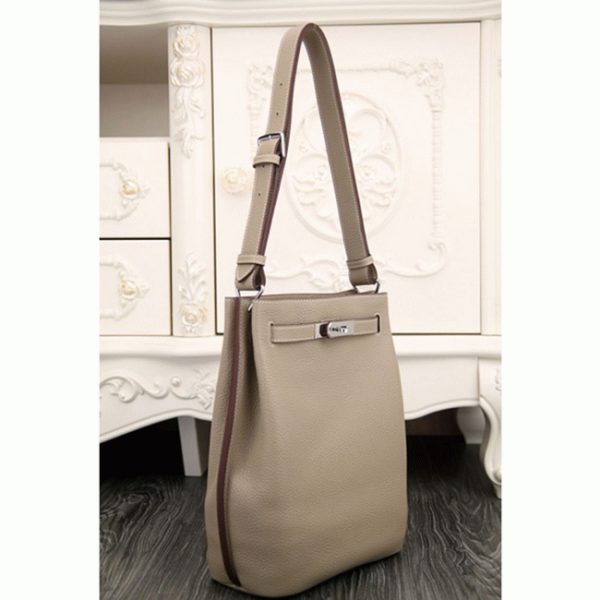 Réplique Sac à main Hermès So Kelly 22cm Gris Cuir – Image 4