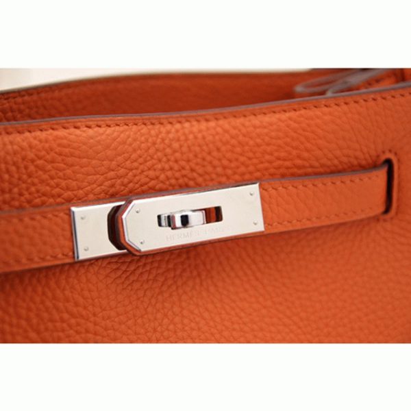 Réplique de designer Sac à main Hermès So Kelly 22cm Orange Cuir – Image 7