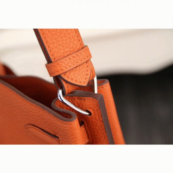 Réplique de designer Sac à main Hermès So Kelly 22cm Orange Cuir – Image 6
