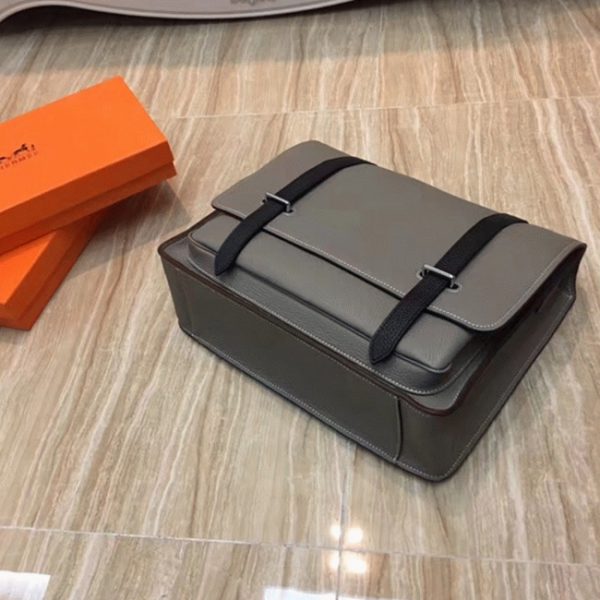 Imitation Sac Hermès Steve Messenger Bicolore Gris – Image 6