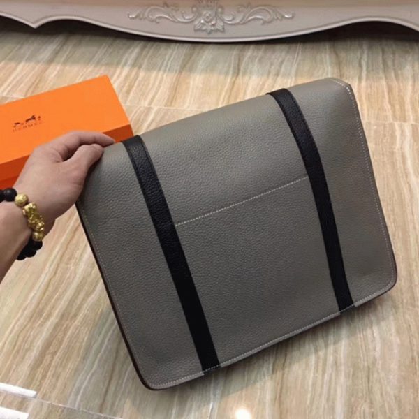 Imitation Sac Hermès Steve Messenger Bicolore Gris – Image 4