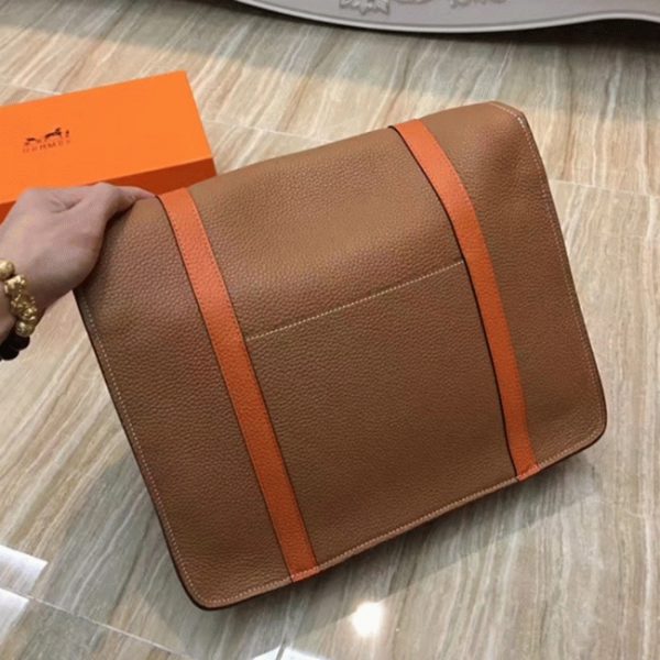 Contrefaçon Sac Hermès Steve Messenger Bicolore Marron – Image 5