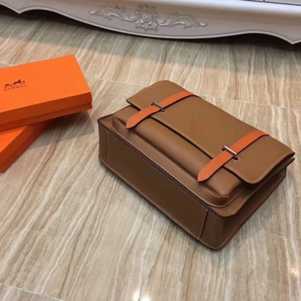 Contrefaçon Sac Hermès Steve Messenger Bicolore Marron – Image 3