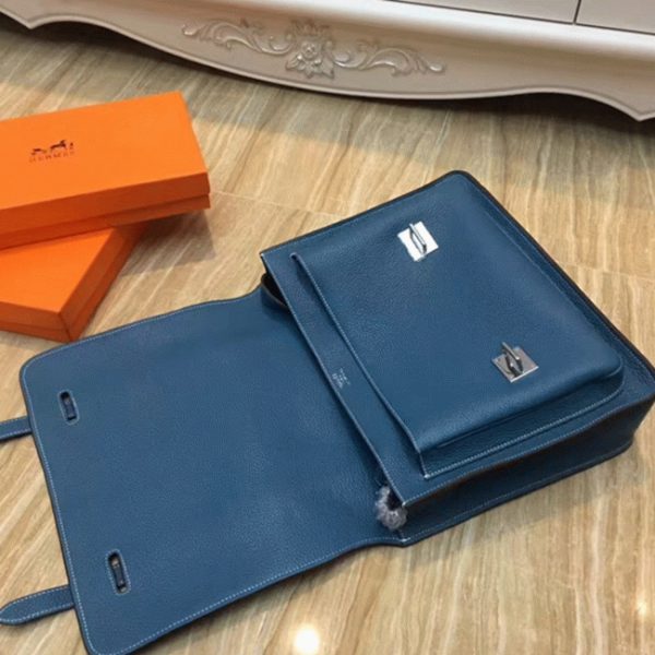 Réplique Sac Hermès Steve Messenger Bleu Jean – Image 8