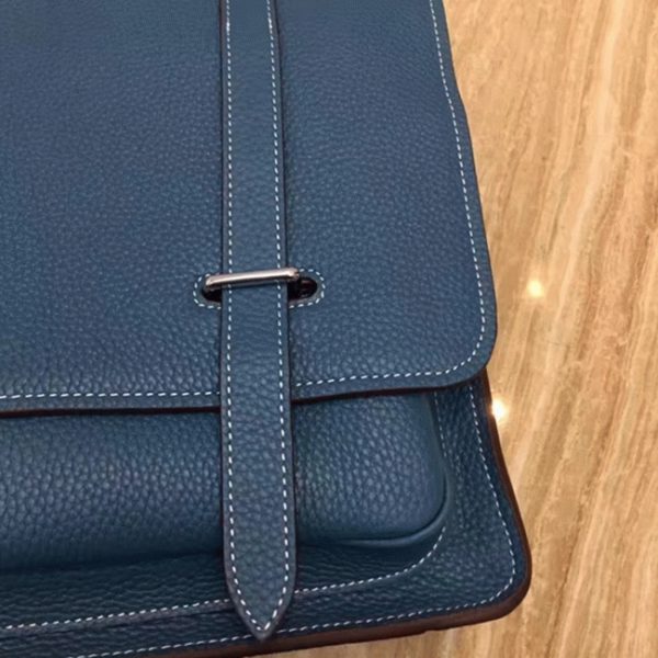 Réplique Sac Hermès Steve Messenger Bleu Jean – Image 7