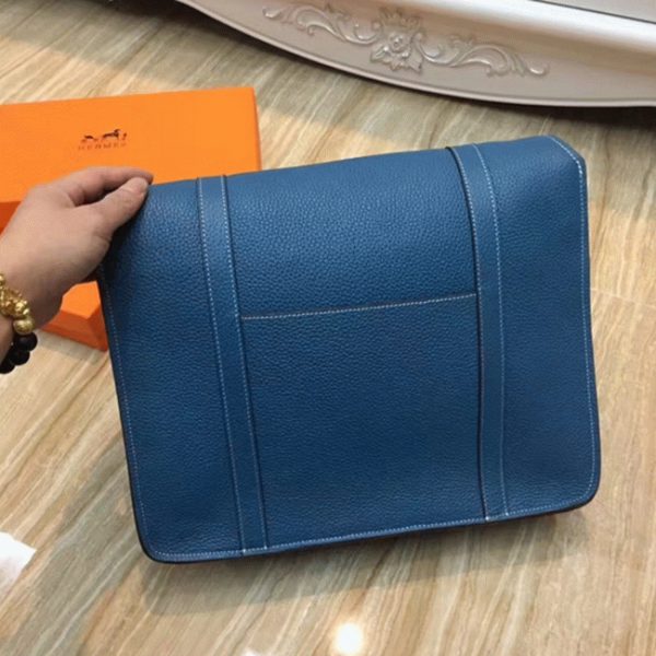 Réplique Sac Hermès Steve Messenger Bleu Jean – Image 6