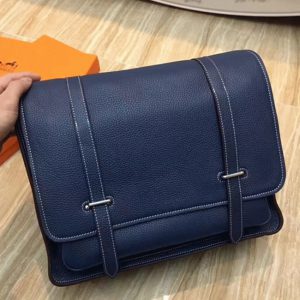 Contrefaçon Bon Marché Hermès Steve Messenger Bleu Foncé