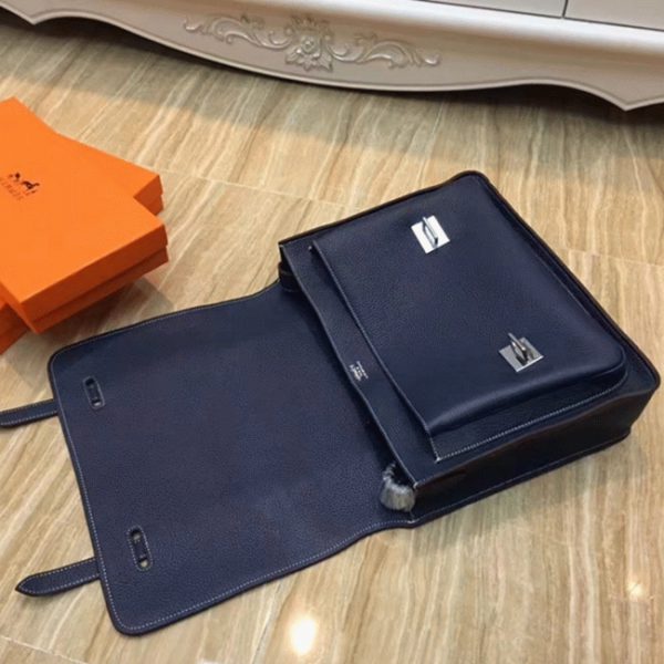 Contrefaçon Bon Marché Hermès Steve Messenger Bleu Foncé – Image 5